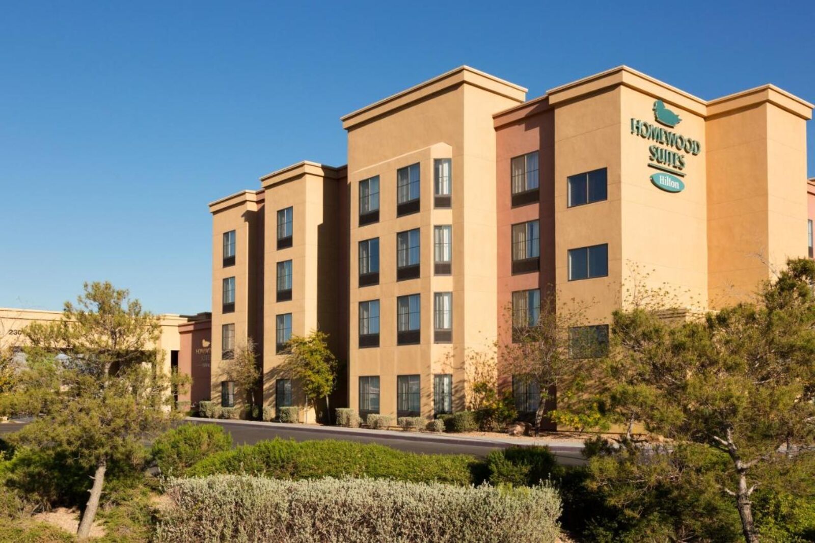 External shot of Homewood Suites by Hilton Las Vegas Airport one of the best las vegas airport hotels 